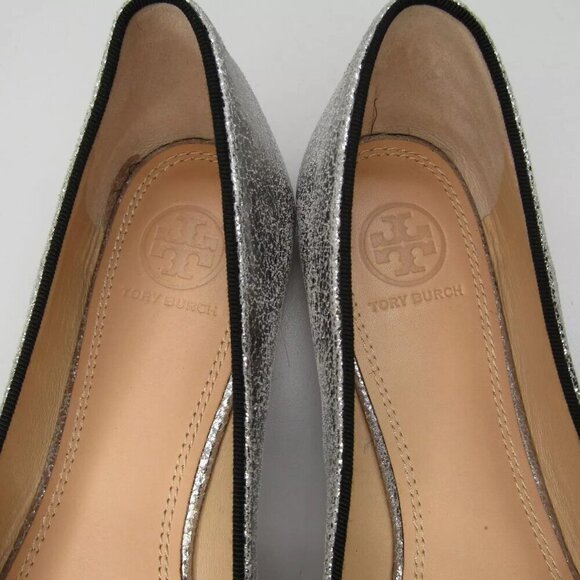 NEW TORY BURCH Womens Vanessa Ballet Flats Ballerina Slip On Metallic Size 8.5 - Picture 3 of 9
